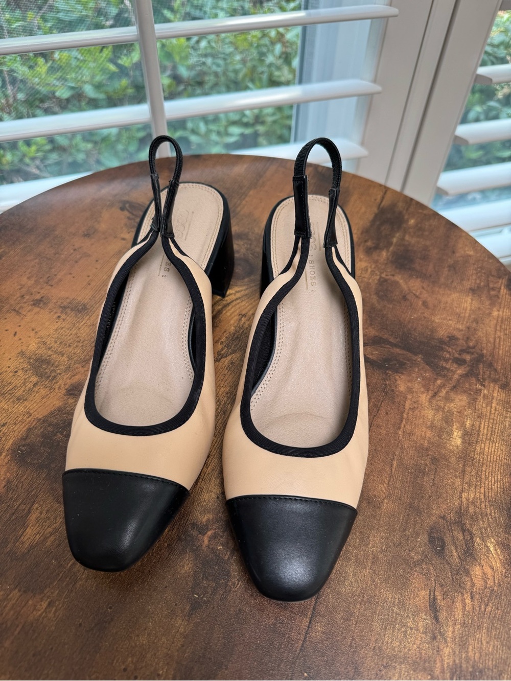 ASOS Beige and Black Slingback Flats